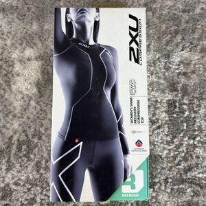 2XU Refresh Women Sz L Swim Recovery Compression Top Black Long Sleev Activewear